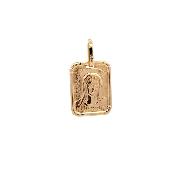 18K Gold Pendant Mother Mary Religious Rectangle 2.59 grams - Picture 3 of 12